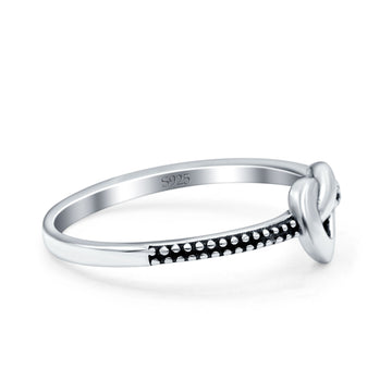 Heart Knot Oxidized Band Solid 925 Sterling Silver Thumb Ring (6.4mm)